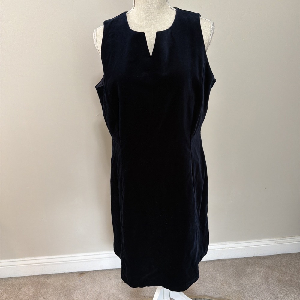 Vtg‎ Laura Ashley Navy Sleeveless Velvet Dress Size 14